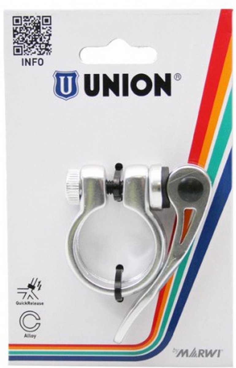 Union zadelpenklem met snelspanner 31,8 zilver