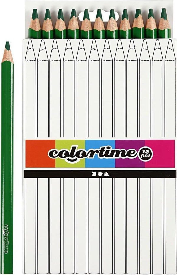 Colortime Jumbo Colored Pencils 5mm Lead Dark Green 12 Pieces
