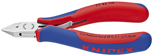 Knipex electronica-zijkniptang 7742115 elektronica-tang (rood blauw)