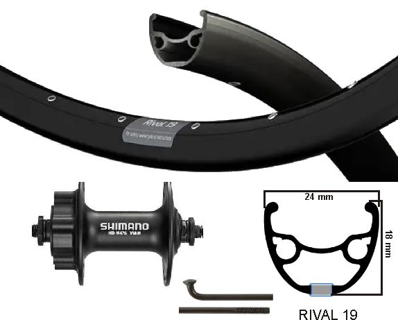 Kgs voorwiel 28inch (622) schijf 6-bout uitval velg spaken zwart