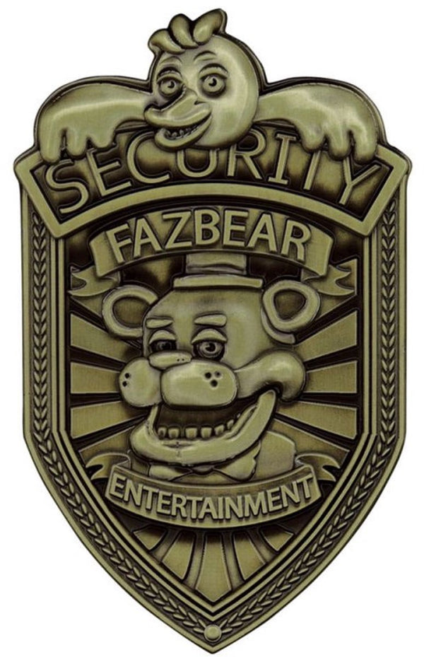Fanattik five nights at freddy´s replica security badge antique brass edition replica: 1 1
