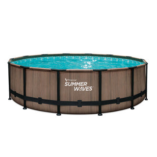 Summer waves frame zwembad rond - ⌀427 x 107 cm - zwembaden - inclusief filterpomp - zwembadpomp - filterpatroon - ladder - afdekzeil - grondzeil - onderhoudsset
