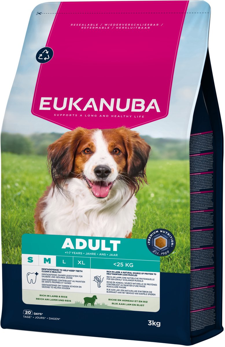 Eukanuba adult small medium breed lam rijst - hondenbrokken - 3 kg