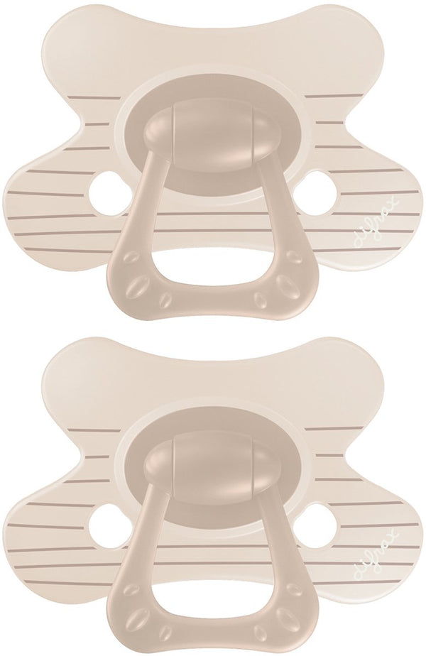 Difrax fopspeen natural - 6 tot 12 maanden - bruine strepen - 2 stuks