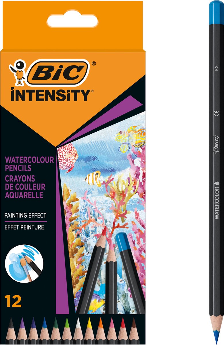 Bic intensity aquarel potloden - aquarelpotloden - kinderen en volwassenen - verschillende kleuren - potlood - 12 stuks