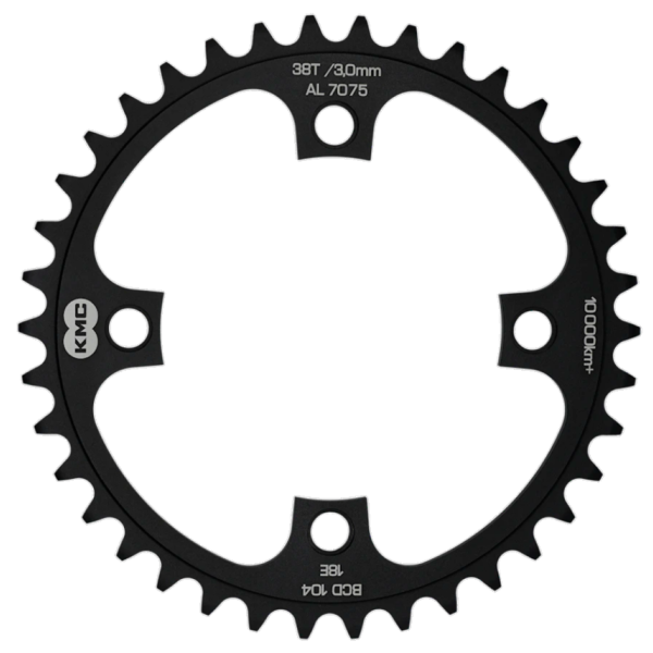 KMC sprocket 38T, aluminum 1 2x1 .BCD 104mm. chain line 3.0mm single speed