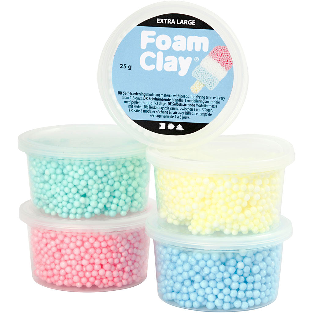 Foam Clay extra groot, 5 kleuren