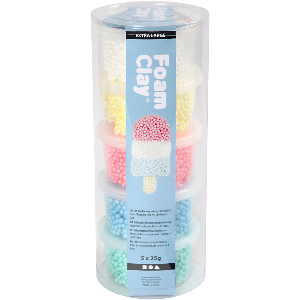 Foam Clay extra groot, 5 kleuren
