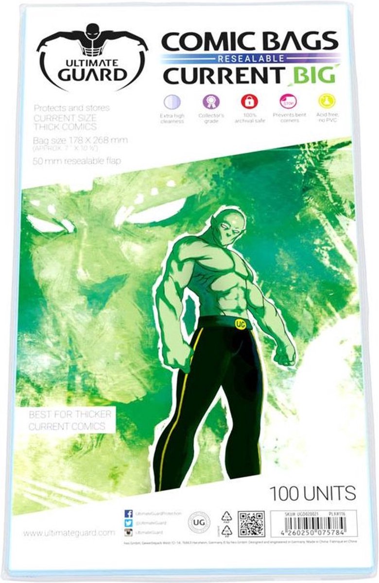 Ultimate guard comic bags resealable (100) - current big size