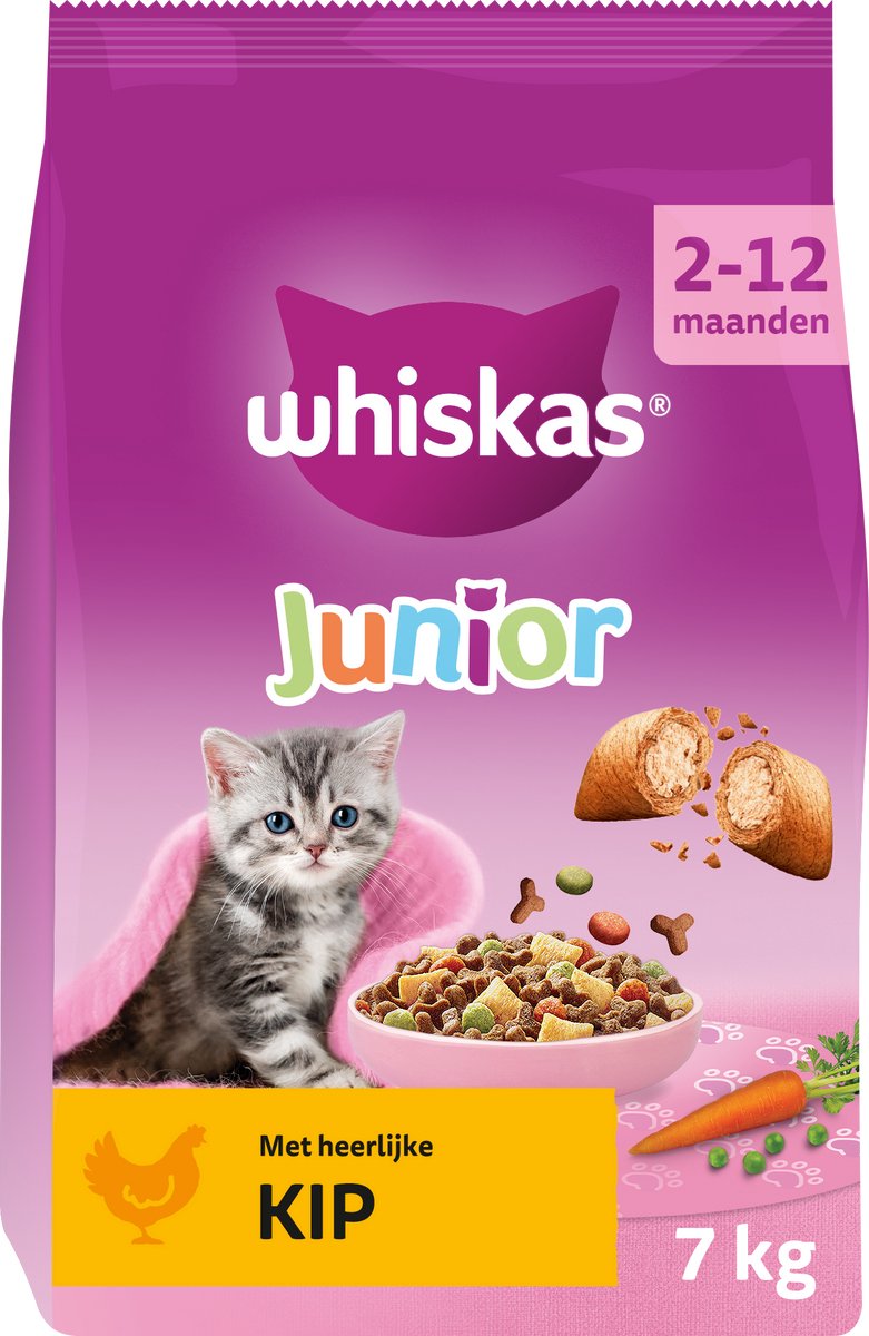 Whiskas kattenbrokken - junior - kip - zak 7kg