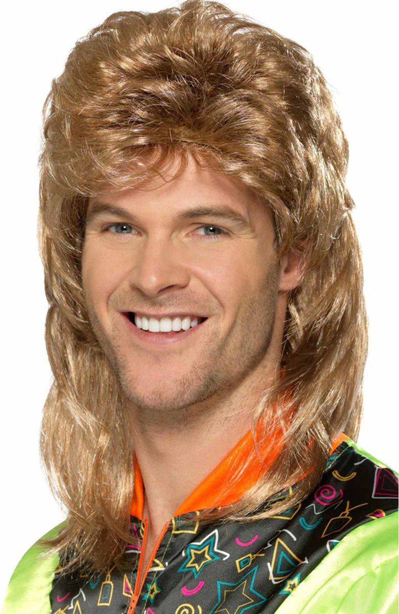 Vegaoo mullet pruik voor mannen - kastanjebruin verkleedpruik - one size