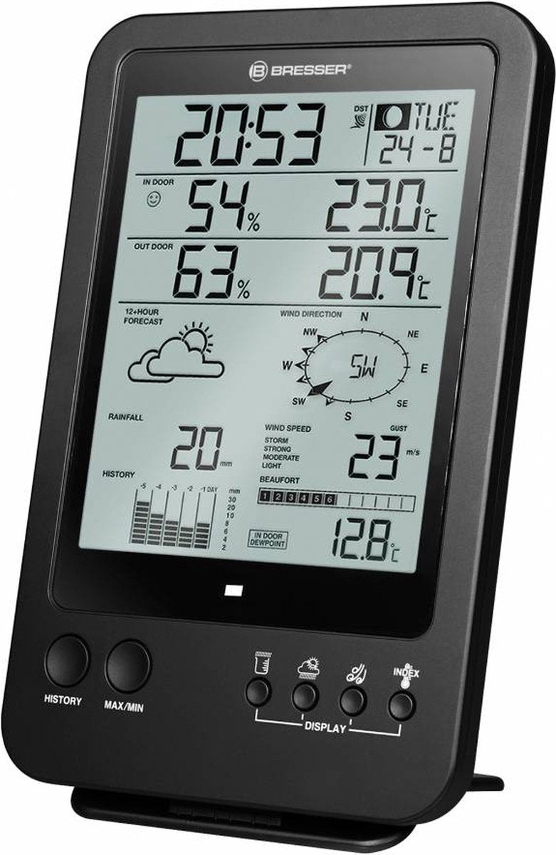 Bresser weerstation - basisstation 5-in-1 weerstation 7002510 - weersvoorspelling - zwart