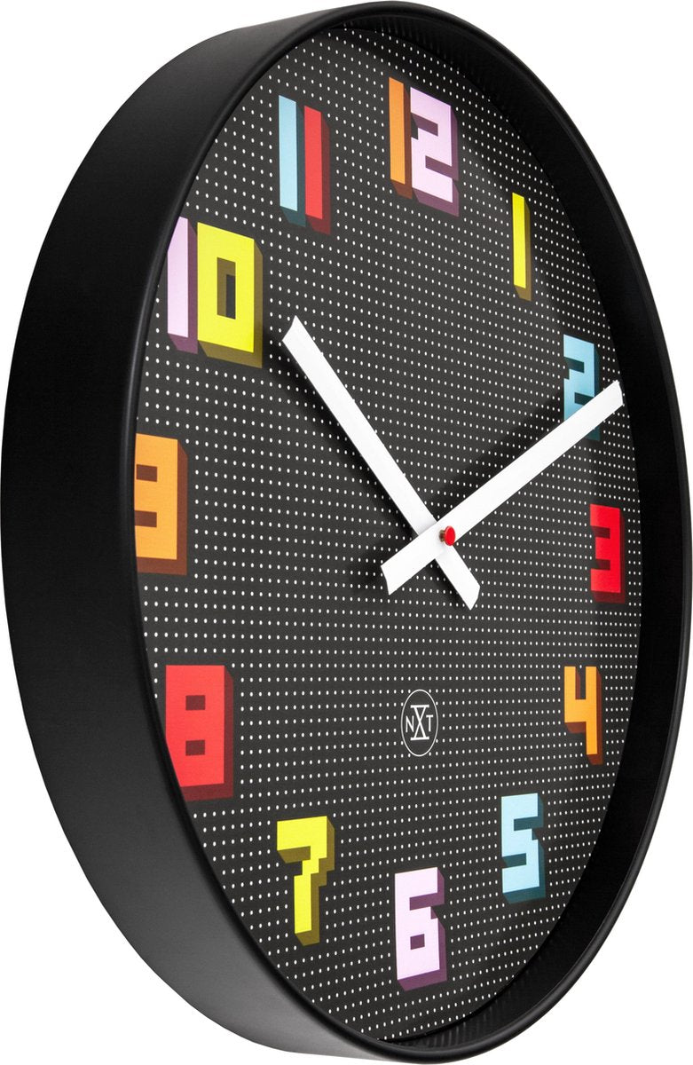 Nextime nxt game – wandklok – 35 cm – abs – zwart multicolor – stil