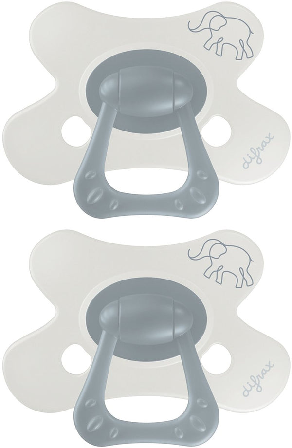 Difrax fopspeen natural - 6 tot 12 maanden - olifant - grijs olifantenprint - 2 stuks