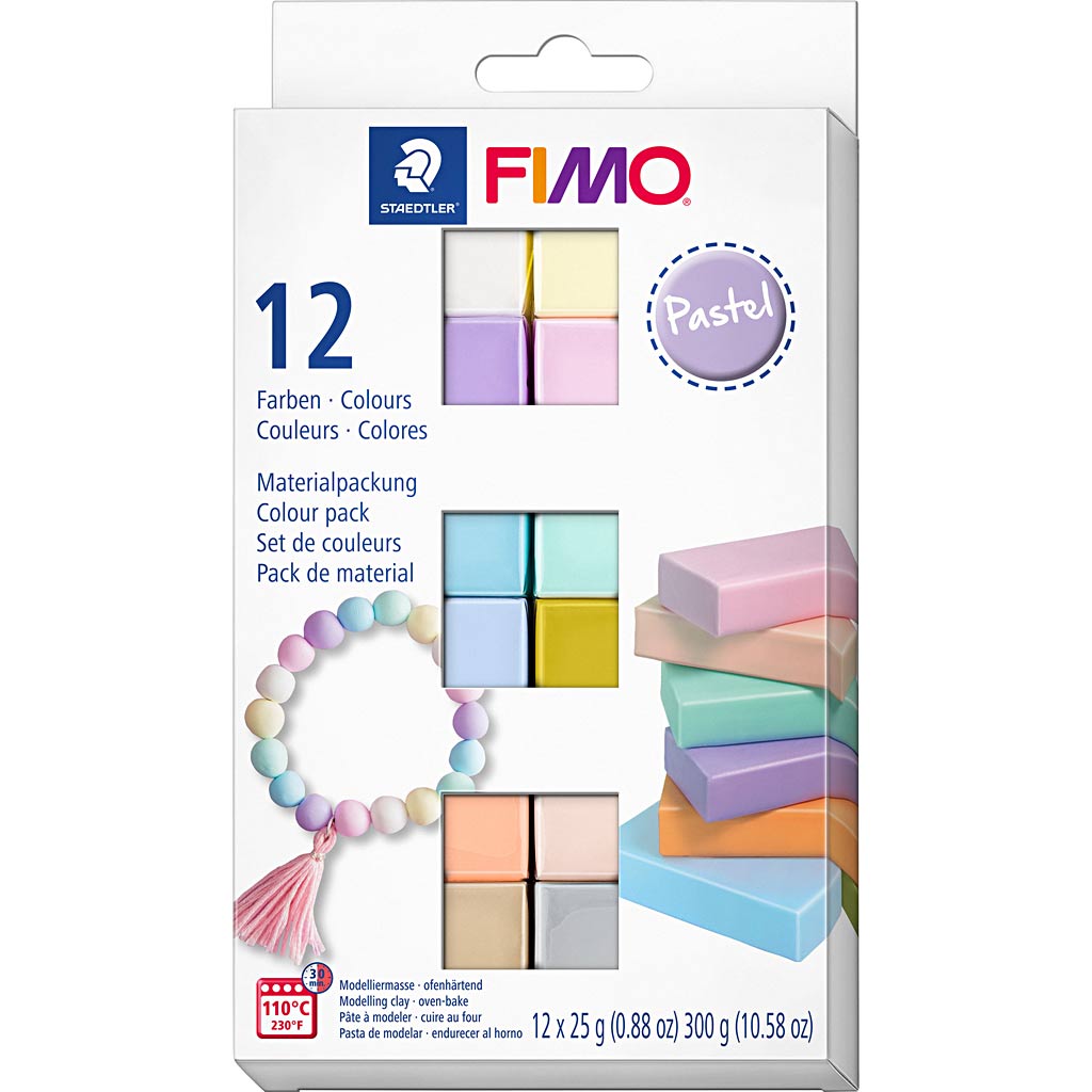 Fimo® soft, pastelkleuren, 12x25 gr 1 doos