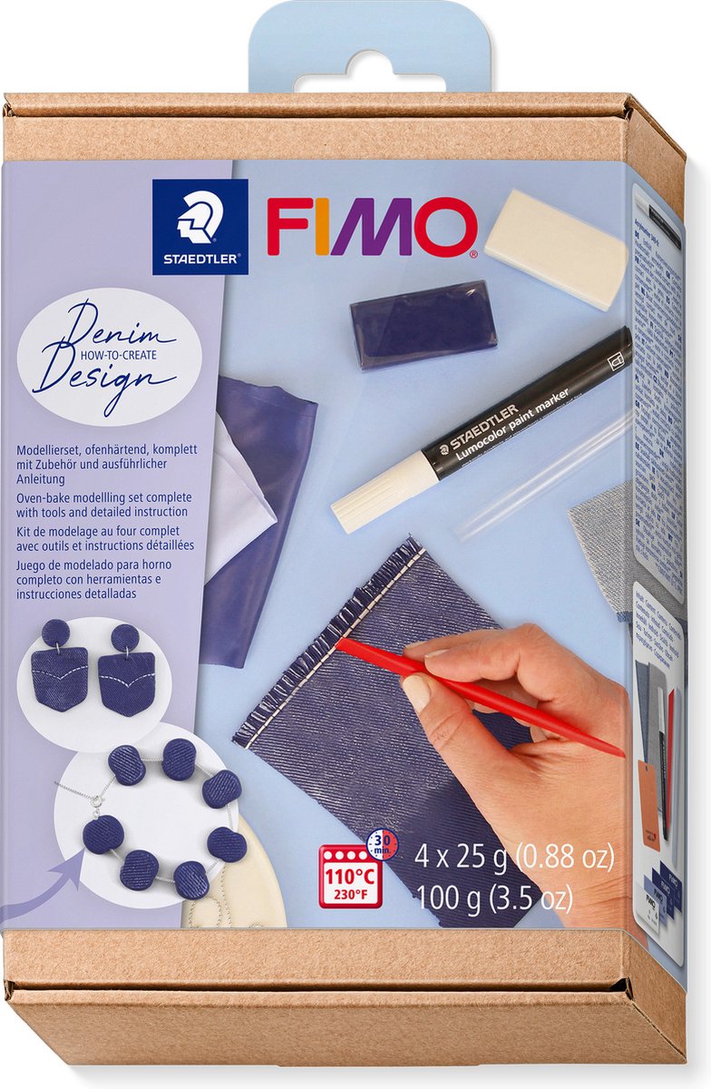 Fimo - ovenhardende boetseerklei - how-to-create-set - jeans-effect