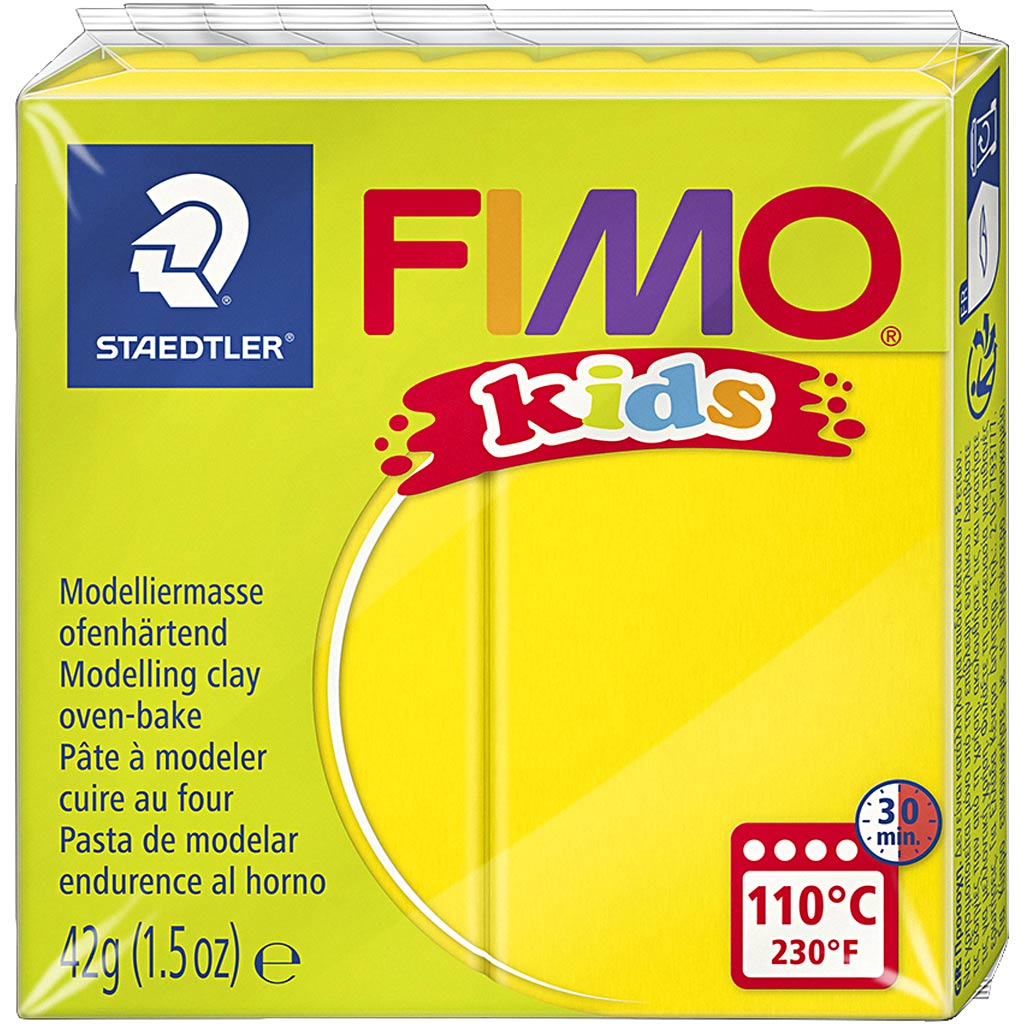 FIMO Kids Boetseerklei Geel, 42gr