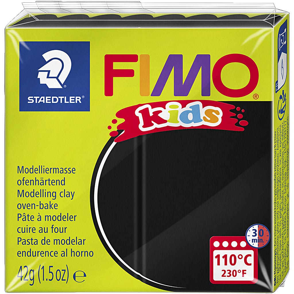 FIMO Kids Boetseerklei Zwart, 42gr