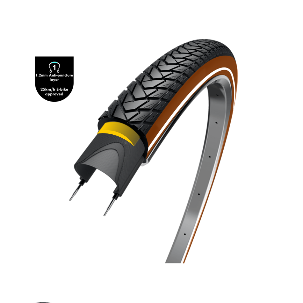 Wolff traveller (1.2mm anti leklaag), zwart bruin met reflectie, 28x1.60, etrto 42-622