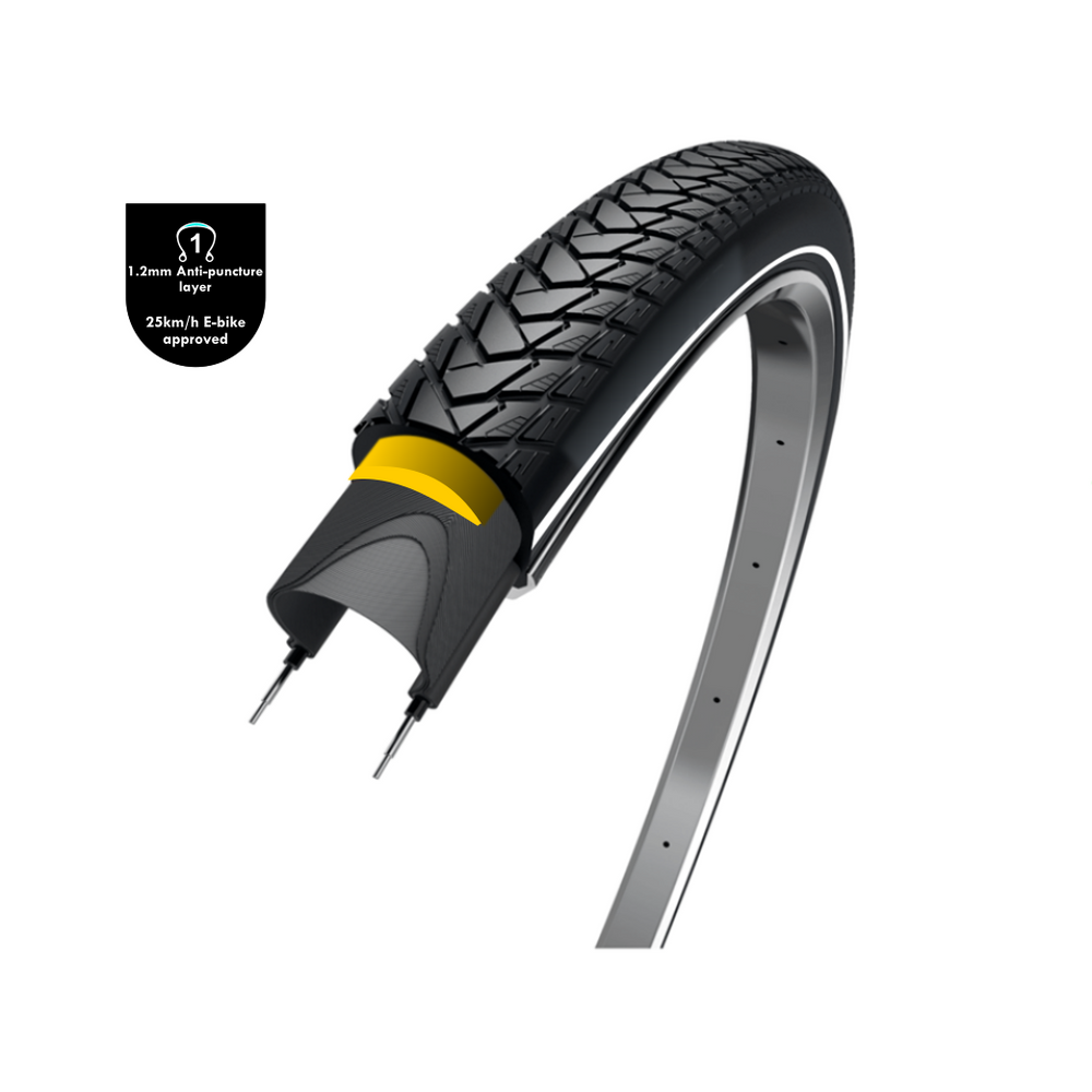 Wolff traveller (1.2mm anti leklaag), zwart met reflectie, 28x1.75, etrto 47-622