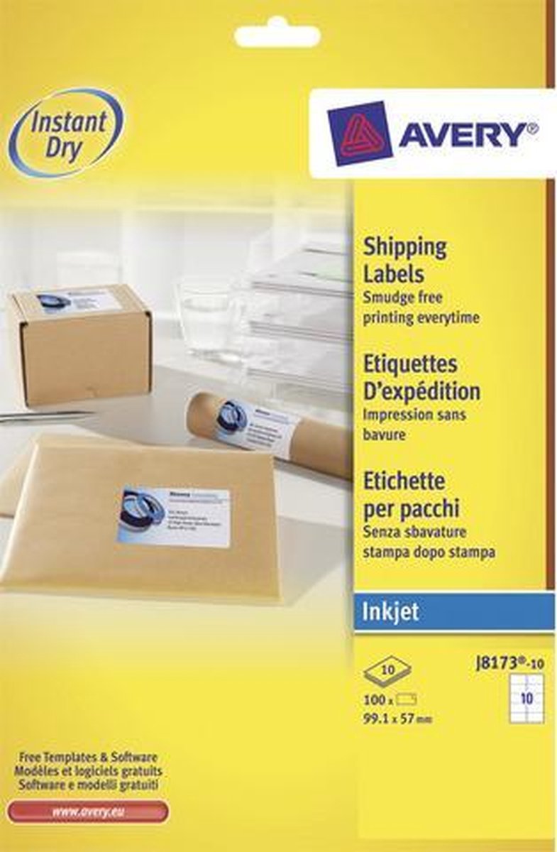 Avery etiketten inkjet 99,1 x 57 mm papier wit 100 stuks