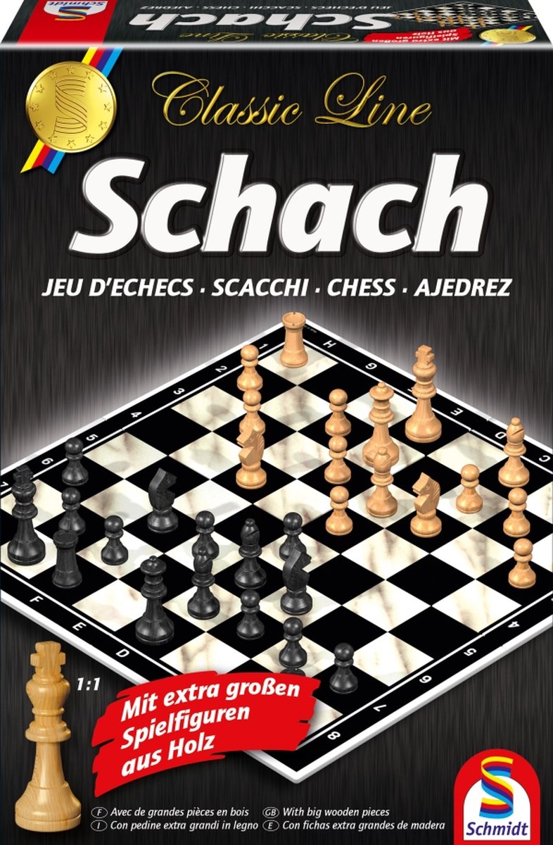 Schmidt ® - schach schaken met extra grote speelstukken - classic line - bordspel - strategieklassieker - 2 spelers - vanaf 6 jaar