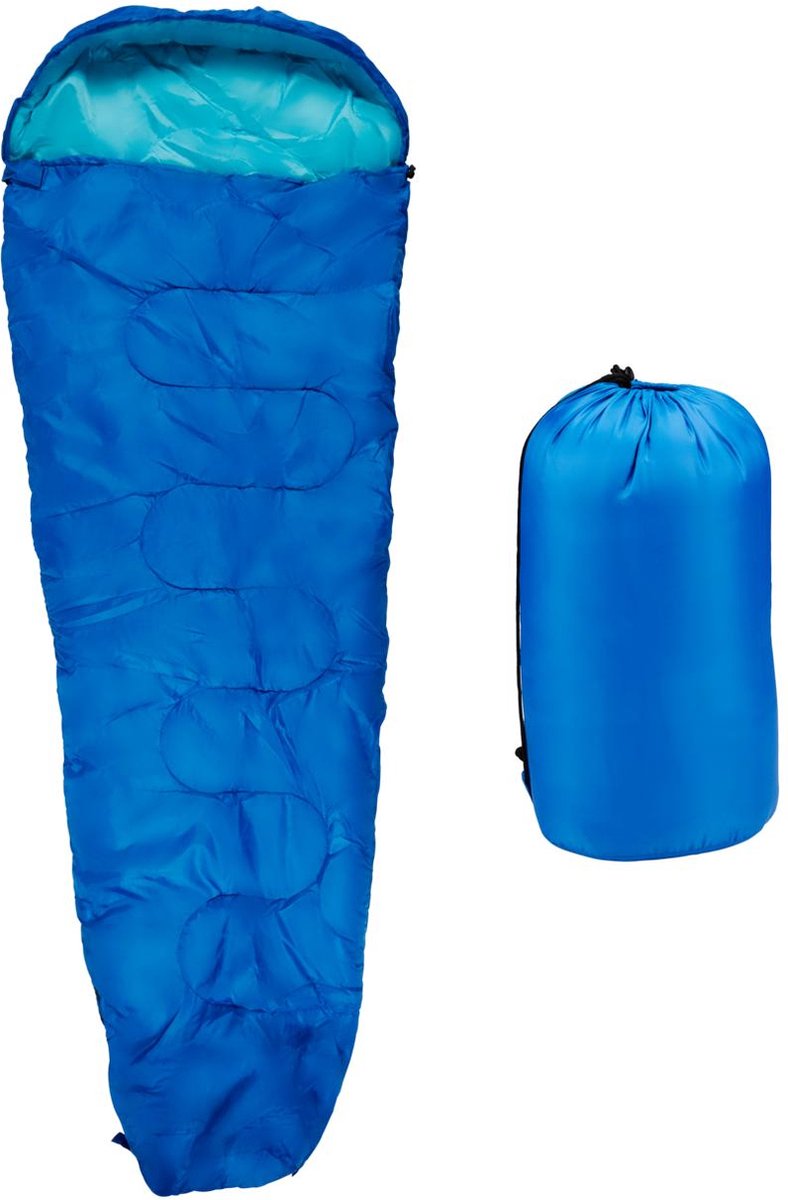 Camp active mummy slaapzak zomerslaapzak voor 5°c tot 10°c 1-persoons slaapzak volwassenen voor festivals, hikes en kamperen 210 x 80 cm blauw