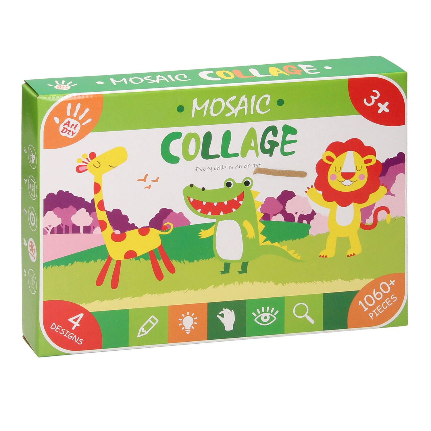 Mozaïek collage wilde dieren knutselset