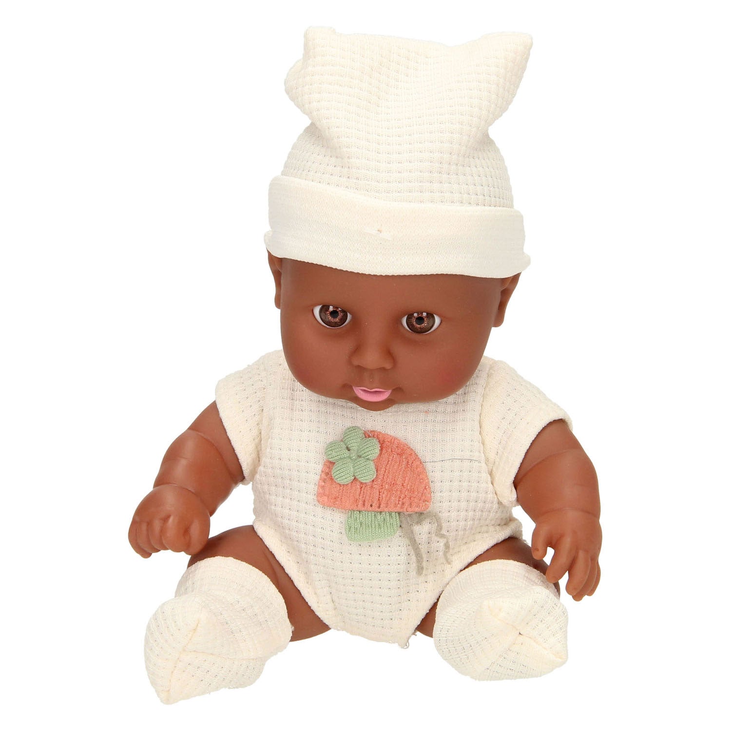 Lobbes babypopje met wafelpakje en muts