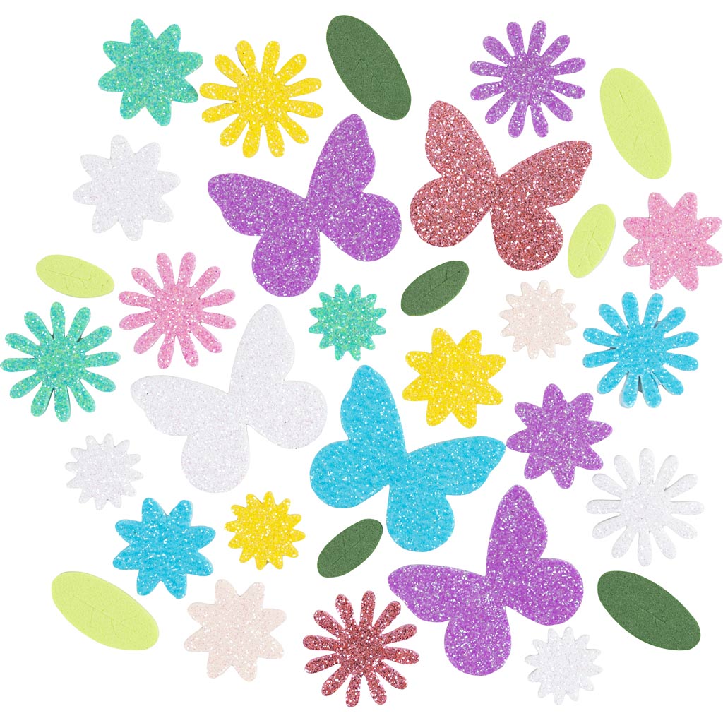 Creativ company https: www.cchobby.nl foam-stickers-vlinder-bloem-blad-zelfklevend-afm-9-43-mm-pastelkleuren-120-stuk-1-doos