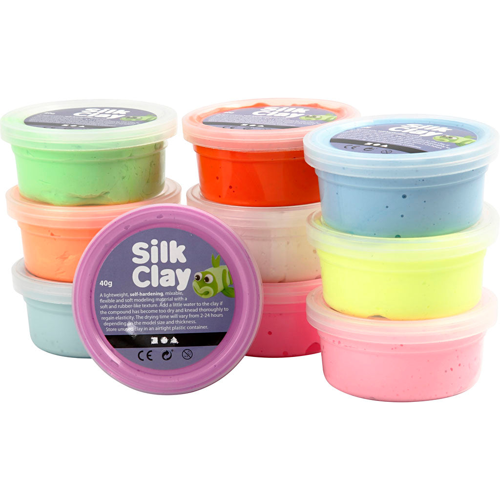 Zijdeklei - felle kleuren, 10x40gr