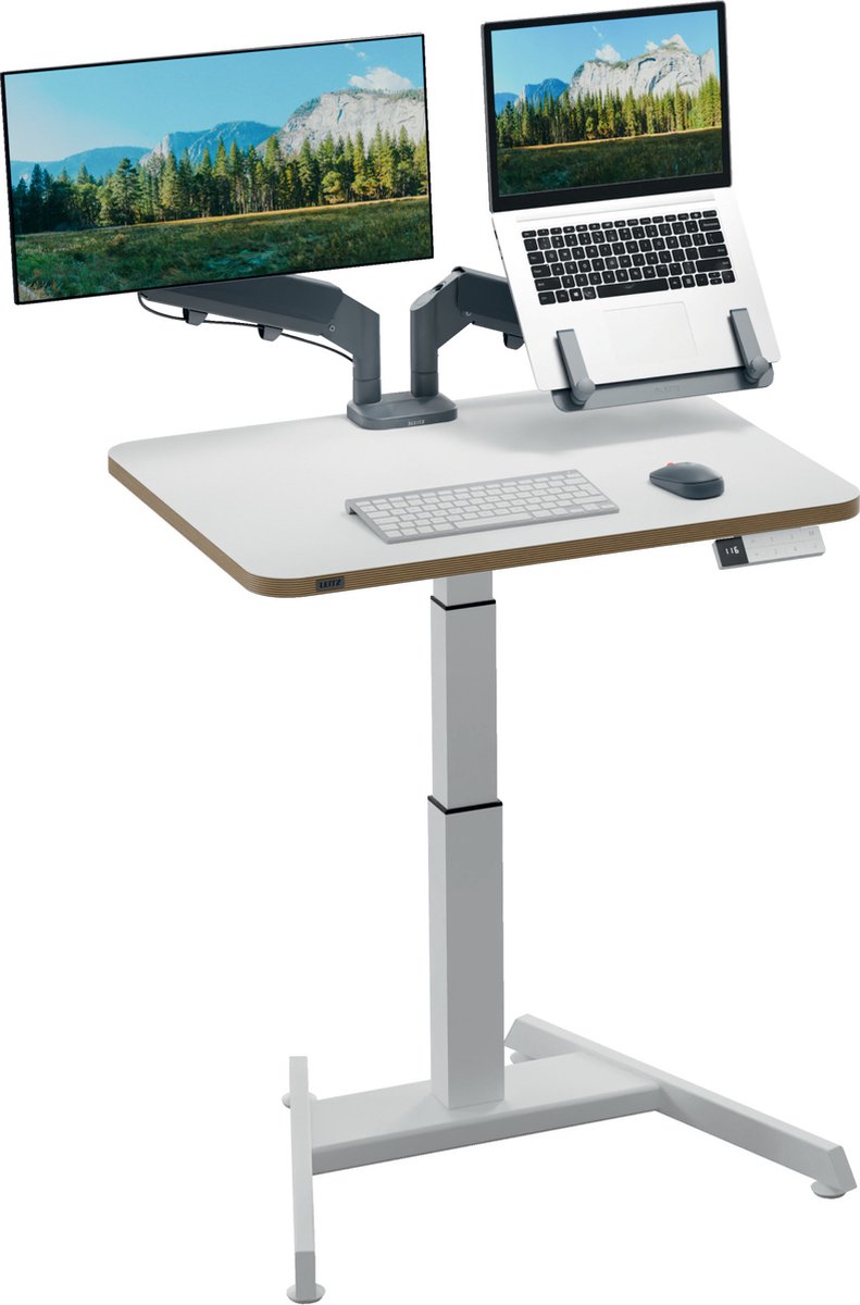 Leitz ergo zit sta bureau elektrisch - verstelbaar in hoogte - klein bureau - met geheugenfunctie - 80 x 60 cm - wit