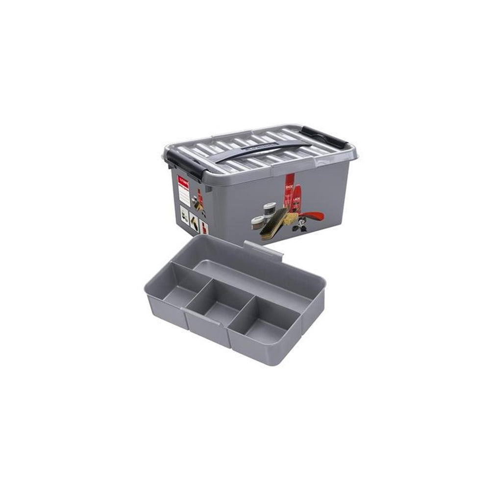 Sunware q-line schoenpoetsdoos met inzet 15l - 40x30x18 cm - metaal zwart