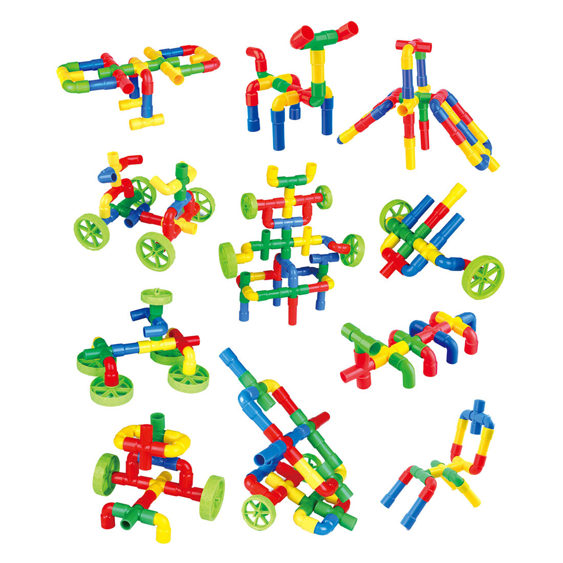 Lobbes speelgoed bv lobbes bouwset speelgoed bouwbuisjes wielen 72-delig creatief.