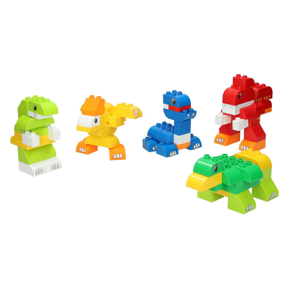 Lobbes blokjes bouwset dino in opbergbox - 84dlg.