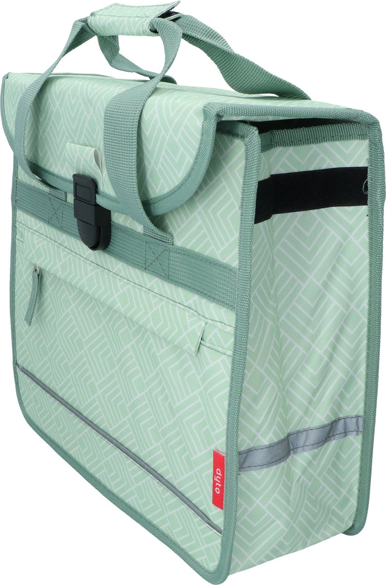 Dyto enkele fietstas - mint groen - waterafstotend nylon - handig voorvak - afmeting: 34x32x13cm - inhoud 14 liter