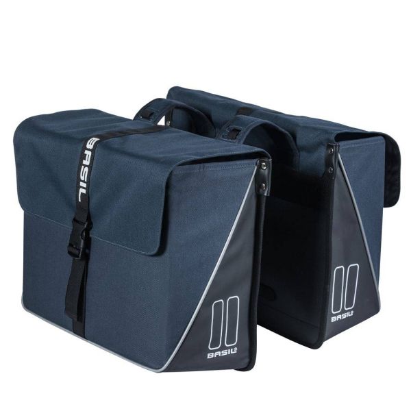 Basil Forte Double Pannier, water-repellent, navy blue black, 35L