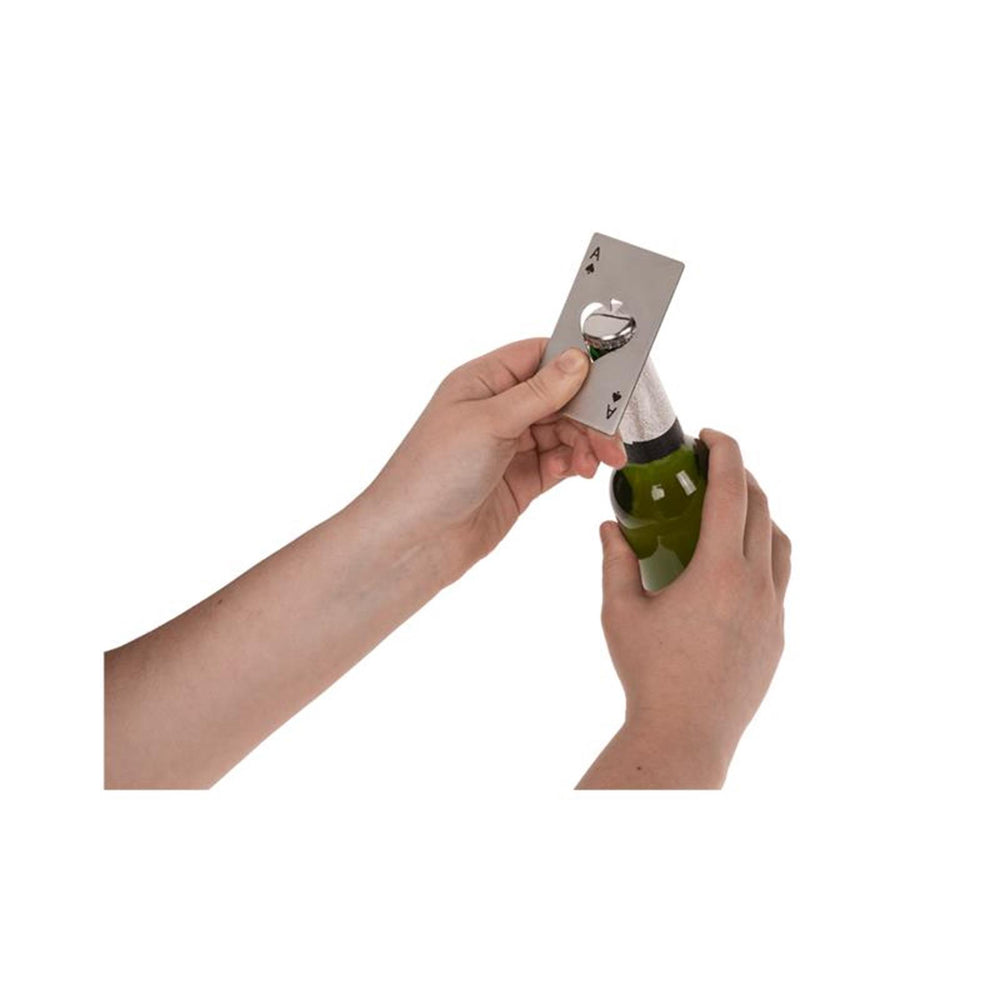 Ootb metalen flesopener pokerkaart 8,6x5,4cm