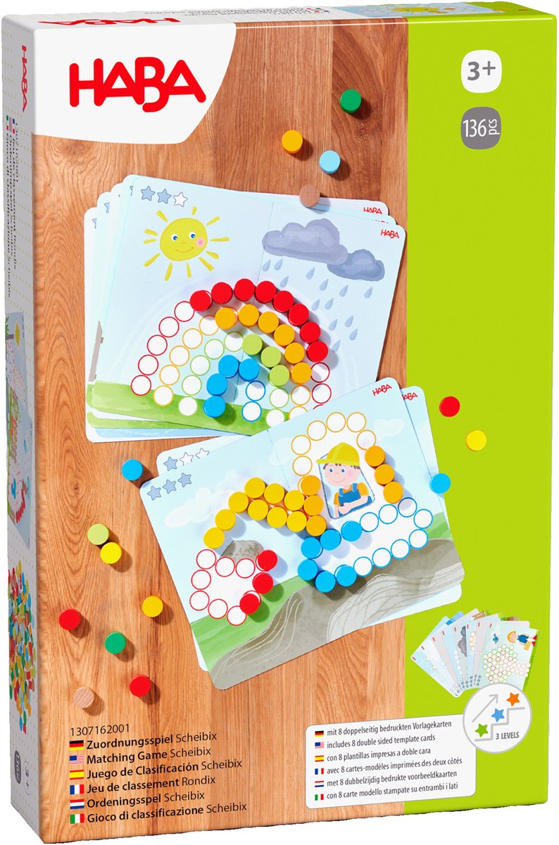 Haba educatief spel scheibix - montessori speelgoed met houten schijven.