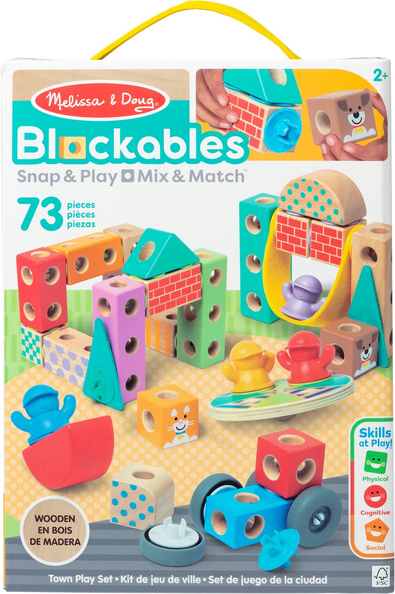 Melissa doug – blockables™ stad speelset – met draagbare bewaardoos