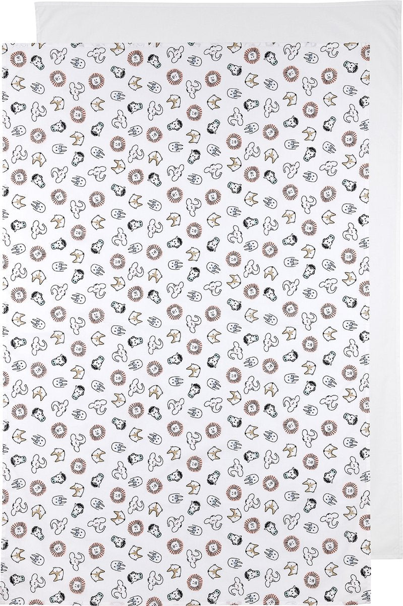 Meyco baby animal uni wieglaken - 2-pack - white - 75x100cm - 0.3 tog