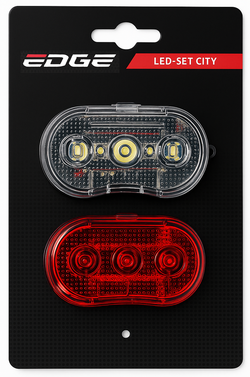Kit d'éclairage LED Edge City - 3 LED - avant + arrière - piles incluses
