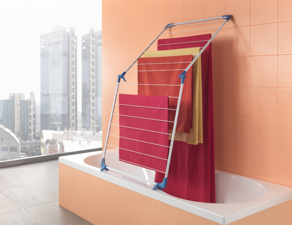 Metaltex cervino badkuipdroogrek 10 m drooglengte wit blauw