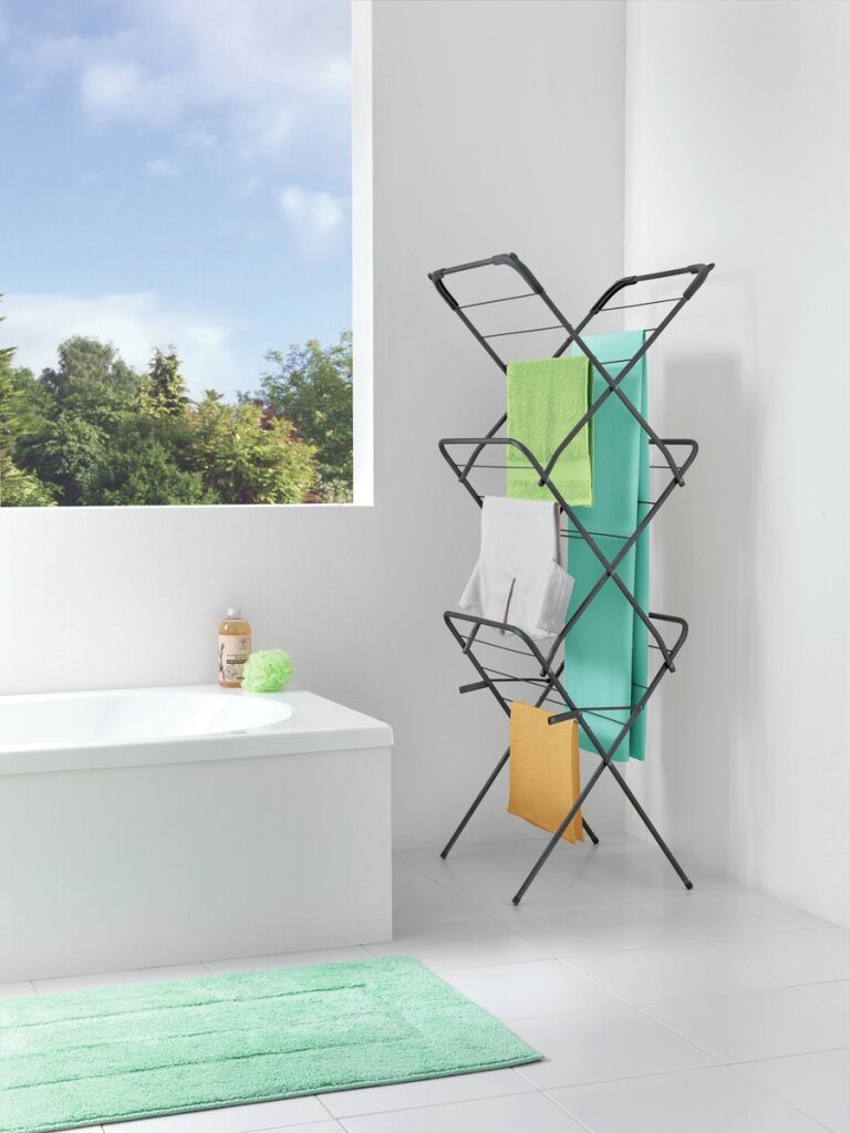 Tomado-metaltex tomado droogrek concerto 9,5m drooglengte zwart met haakjes voor kledinghangers