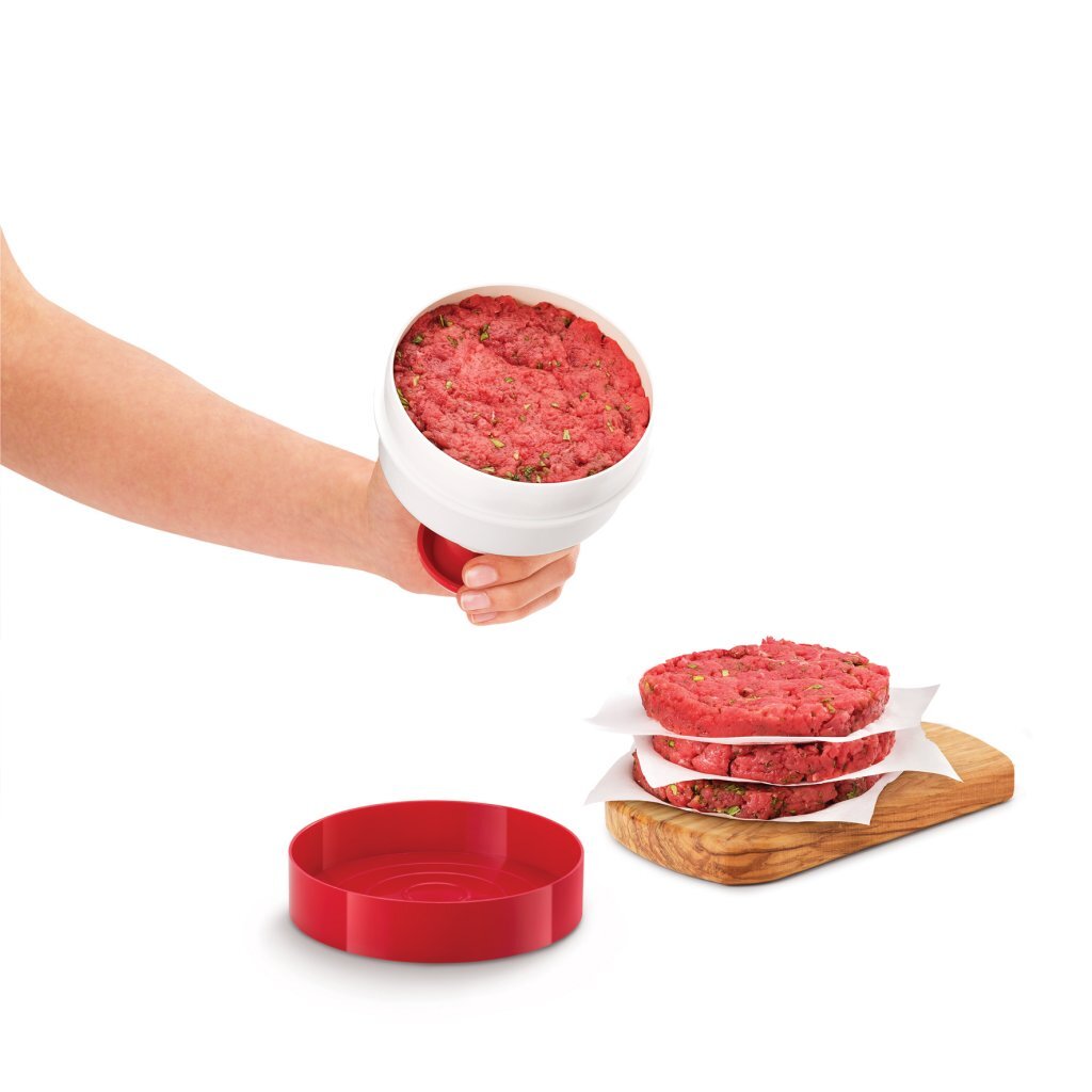 Metaltex keukenhulpjes hamburgerpers 11 cm rood wit