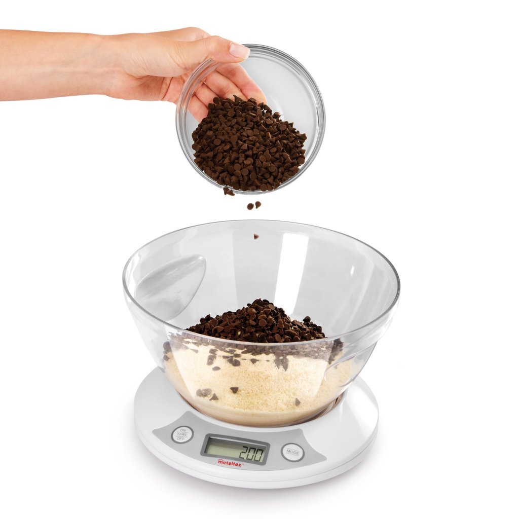 Metaltex keukenhulpjes pesa digitale keukenweegschaal + kom 2,5l wit