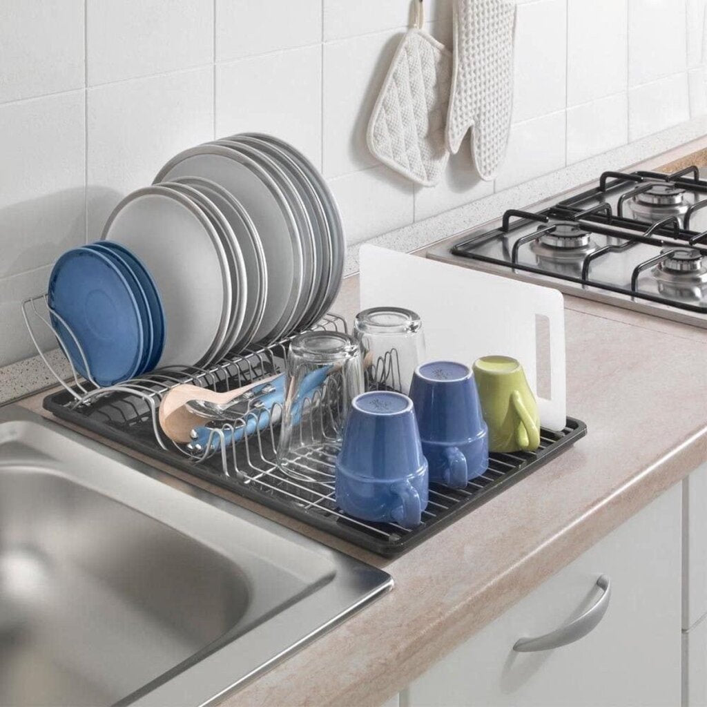 Metaltex afdruiprek wingtex 51x31 cm antraciet zilver 2-delig