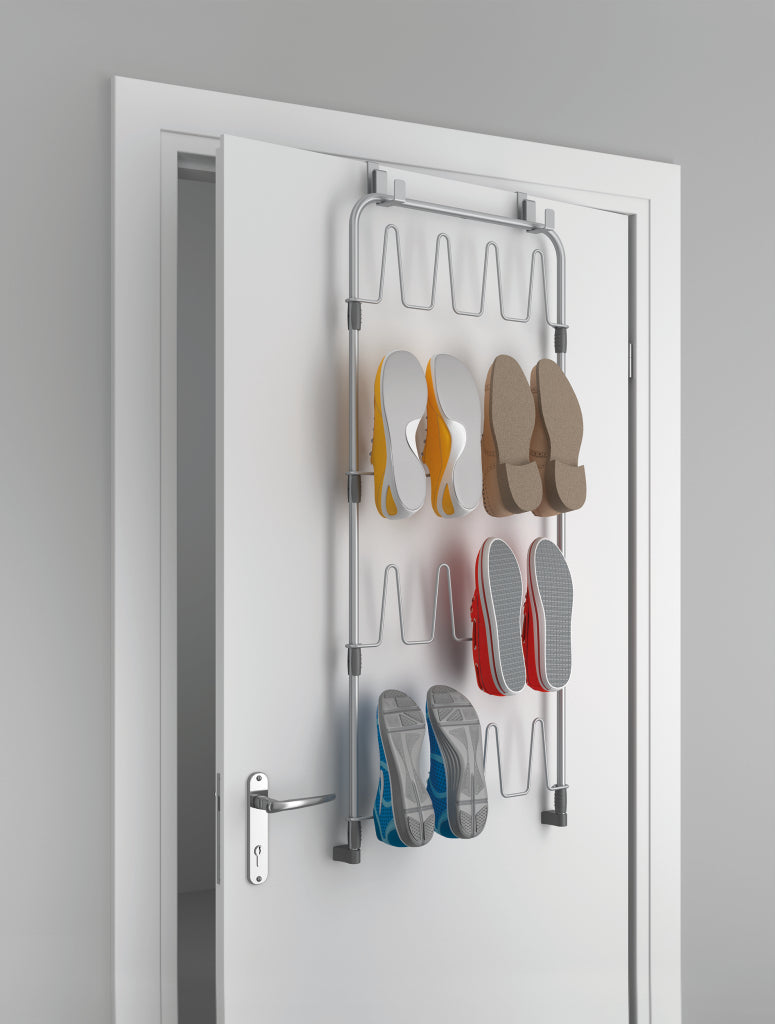 Tomado-metaltex over de deur ruimtebesparende schoenen@door schoenenetage voor deur zilver