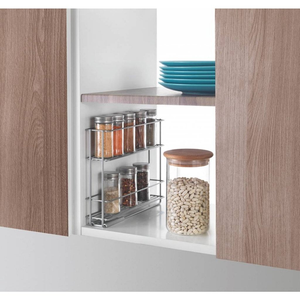 Metaltex ruimtebesparende slimme keuken uitschuifbaar kruidenrek 6x28x22 cm zilver