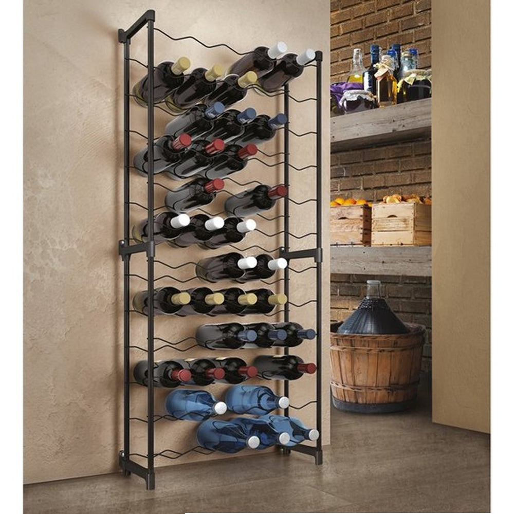 Tomado-metaltex barbera wijnrek voor 50 flessen 108x50x26 cm zwart